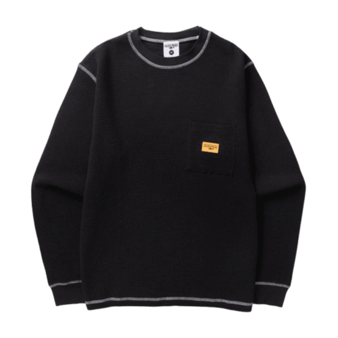 Service Works Waffle Contrast Thermal Ls Tee Black/white