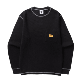 Service Works Waffle Contrast Thermal Ls Tee Black/white
