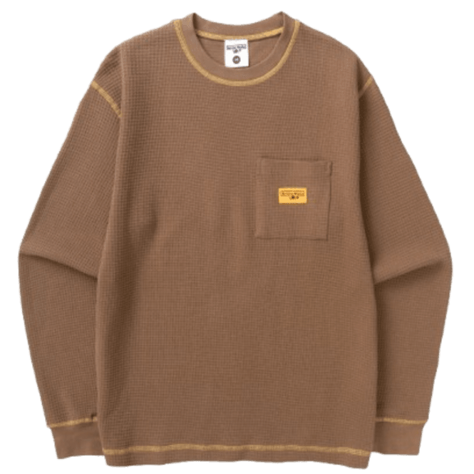 Service Works Waffle Contrast Thermal Ls Tee Brown/yellow