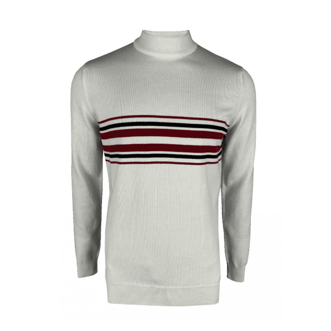 Ska and Soul Knebworth Border Turtle Neck Knit - Ecru