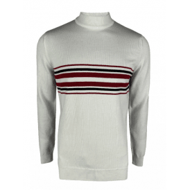 Ska and Soul Knebworth Border Turtle Neck Knit - Ecru
