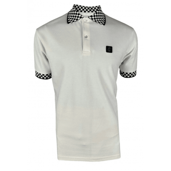 Trojan Checkerboard Pique Polo Shirt - Ecru