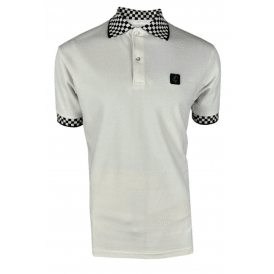 Trojan Checkerboard Pique Polo Shirt - Ecru