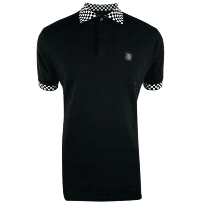Trojan Checkerboard Trim Pique Polo Black