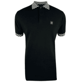 Trojan Checkerboard Trim Pique Polo Black