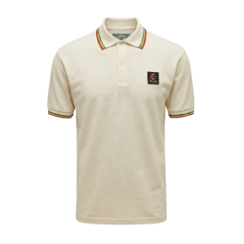 Trojan Flag Badge Pique Polo Cream