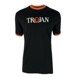 Trojan Logo Ringer T-Shirt - Black