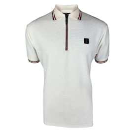Trojan Ottoman Rib Zip Polo in Ecru