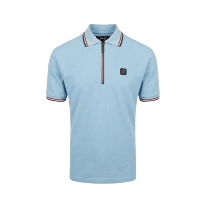 Trojan Ottoman Rib Zip Polo in Powder