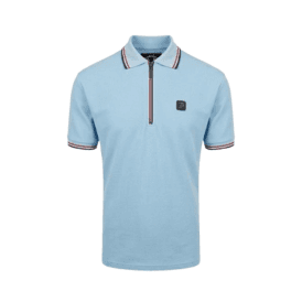 Trojan Ottoman Rib Zip Polo in Powder