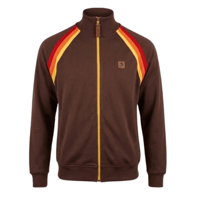 Trojan Raglan Taped Track Top in Chocolate
