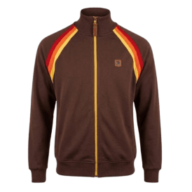 Trojan Raglan Taped Track Top in Chocolate