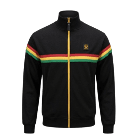 Trojan Retro Stripe Track Top in Black