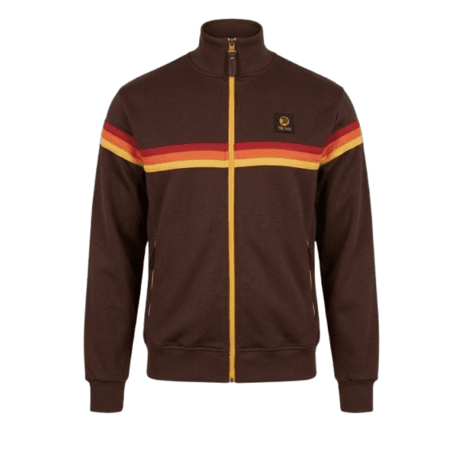 Trojan Retro Stripe Track Top in Chocolate