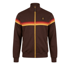 Trojan Retro Stripe Track Top in Chocolate