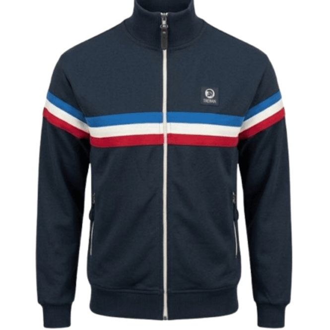 Trojan Retro Stripe Track Top in Navy