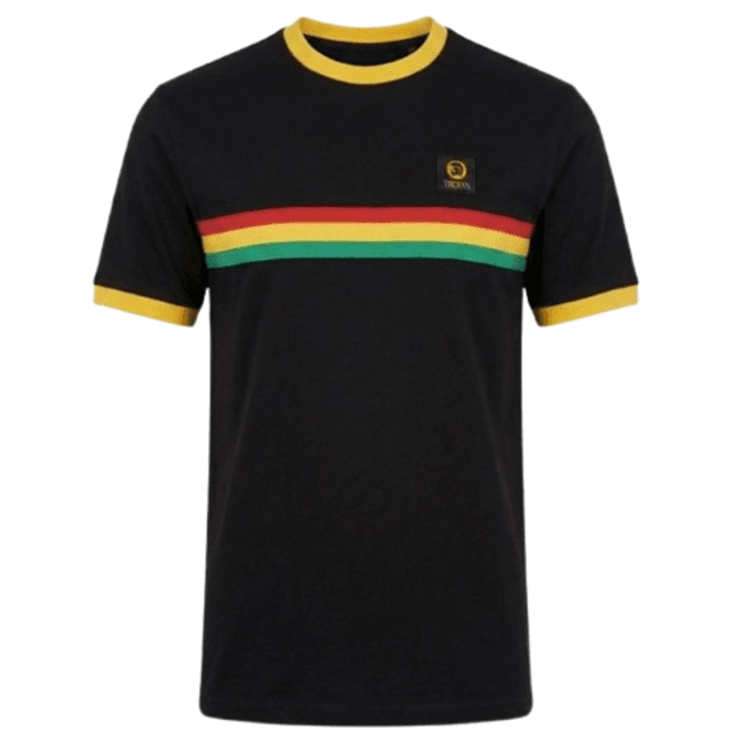 Trojan Stripe Front Tee in Black