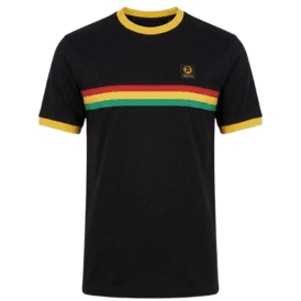 Trojan Stripe Front Tee in Black