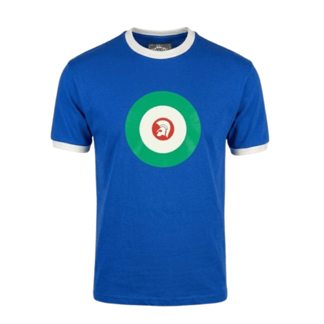 Trojan Target Logo Ringer Tee in Cobalt