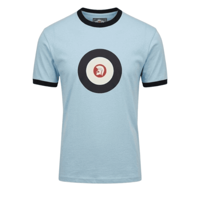 Trojan Target Logo Ringer Tee Powder