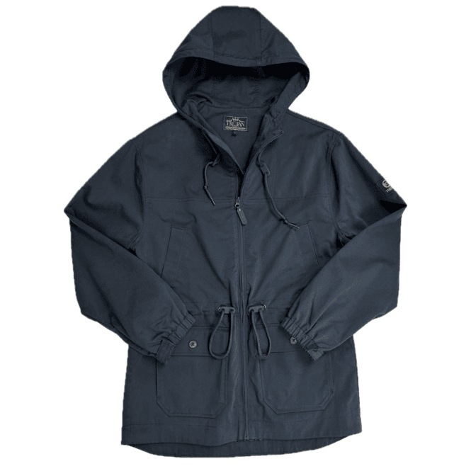 Trojan Twill Badged Hooded Parka Jacket - Navy