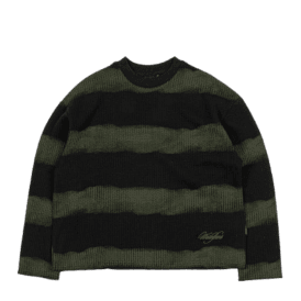 Wasted Paris Script Stripped Crewneck Black/army Green