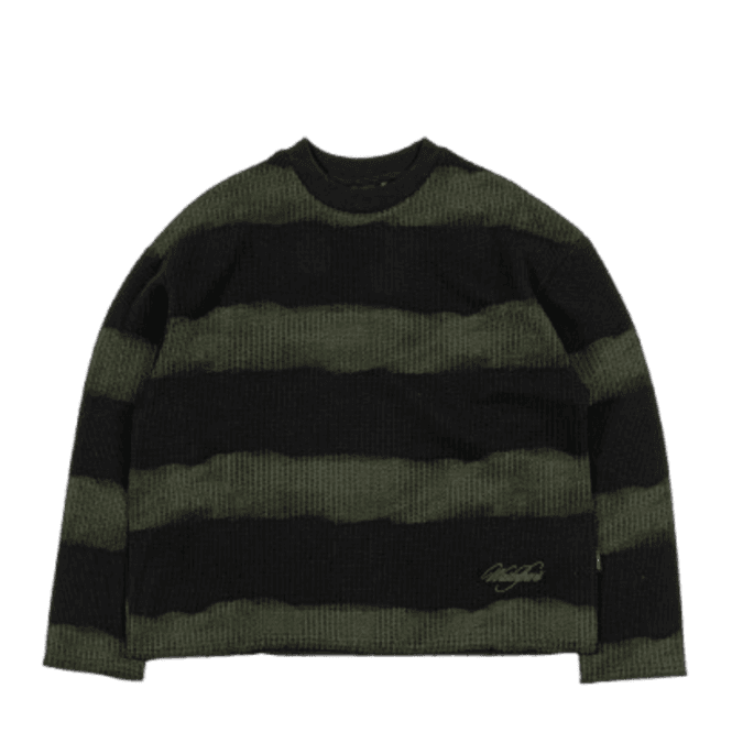 Wasted Paris Script Stripped Crewneck Black/army Green